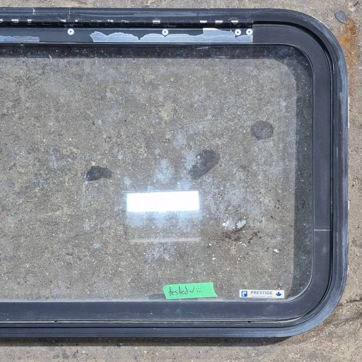 Used Black Radius Emergency Opening Window - 35.5 X 19.5 X 1.5 - Young Farts RV Parts