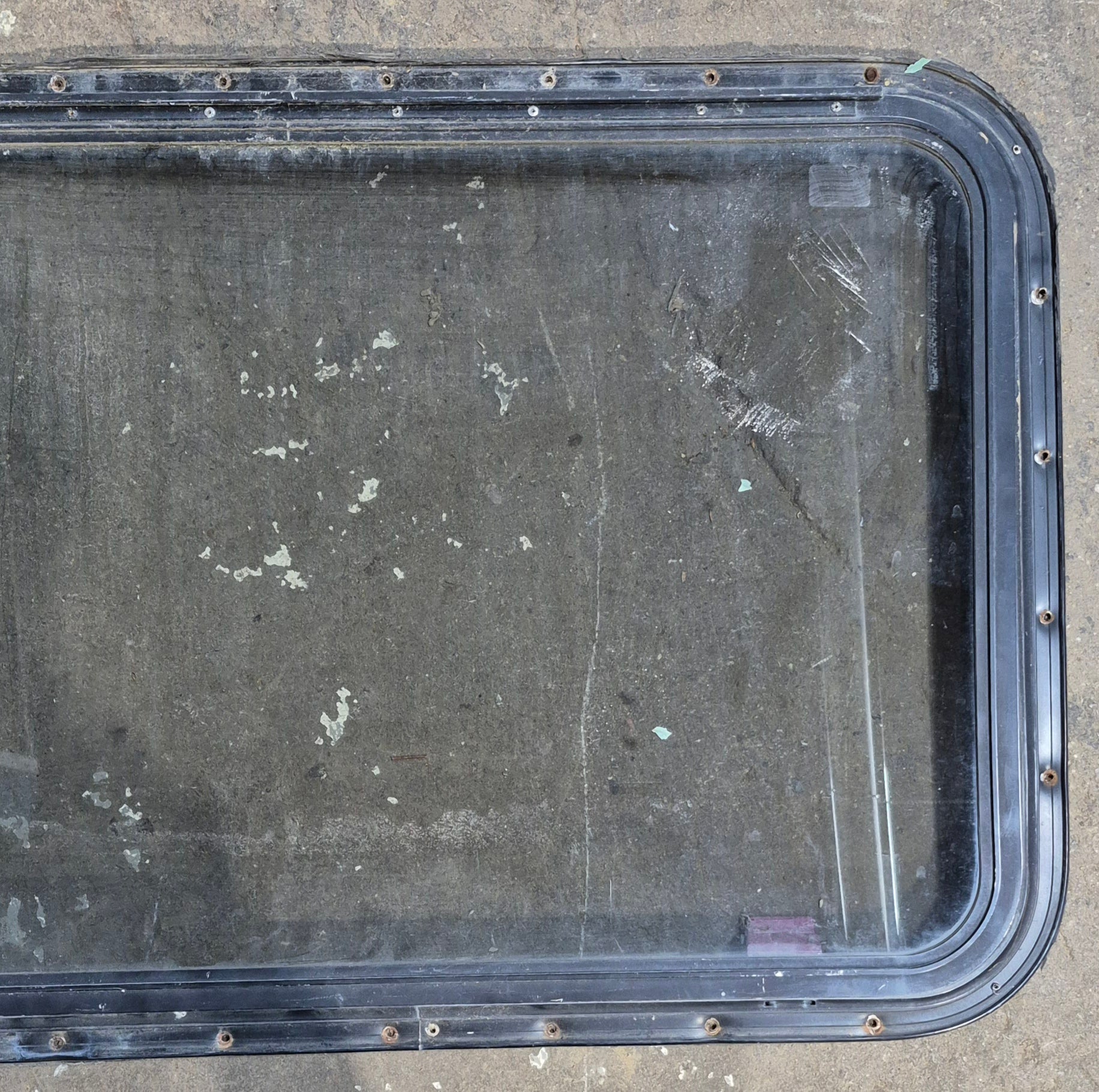 Used Black Radius Emergency Opening Window : 36 3/4 x 23 1/2 x 1 1/2" D - Young Farts RV Parts