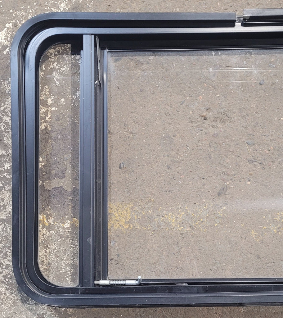 Used Black Radius Emergency Opening Window : 37 3/4" W x 21 3/4" H x 1 3/4" D - Young Farts RV Parts