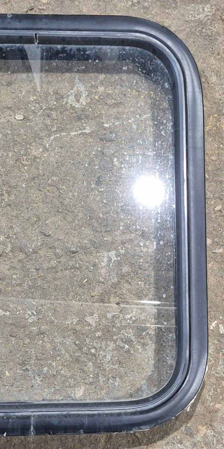 Used Black Radius Non Opening Window : 17 1/2" W x 21 1/4" H x 1 7/8" - Young Farts RV Parts