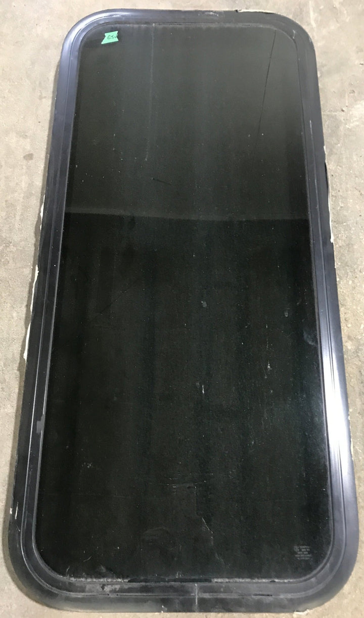 Used Black Radius Non Opening Window : 17 1/2" W x 39 1/2" H x 1 7/8" D - Young Farts RV Parts