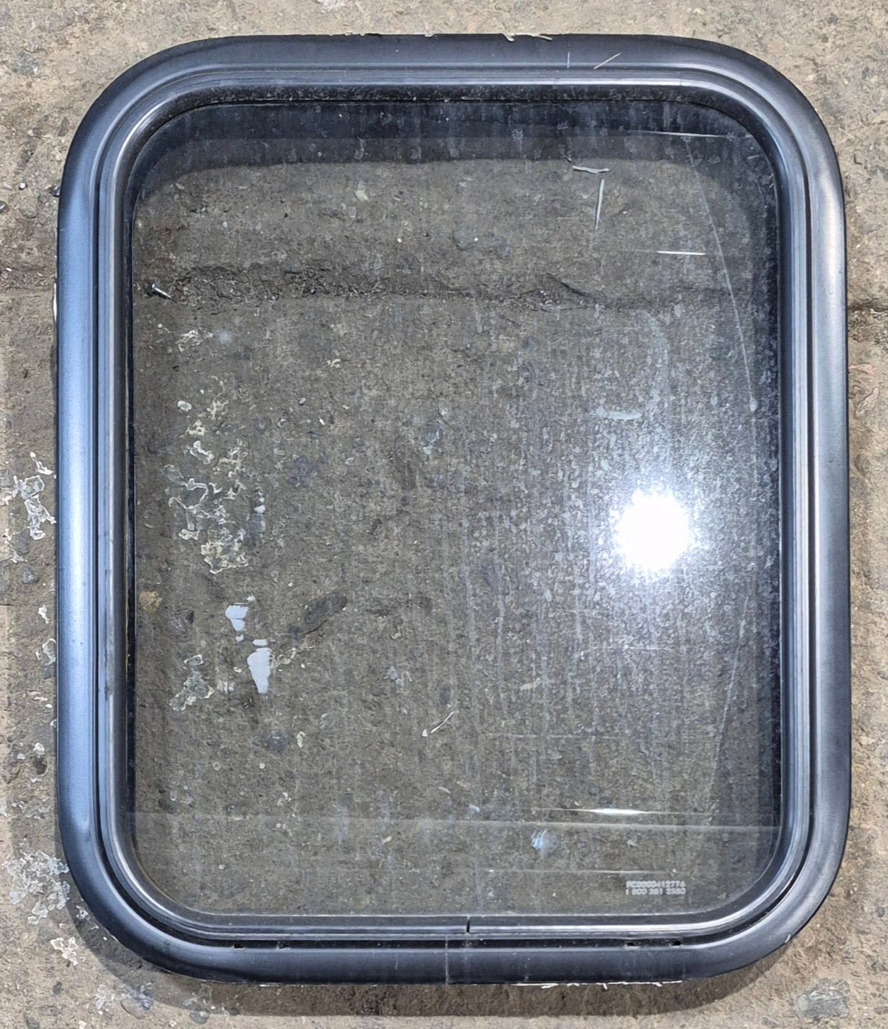 Used Black Radius Non Opening Window : 17 1/4" W x 21 1/2" H x 1 3/4" - Young Farts RV Parts
