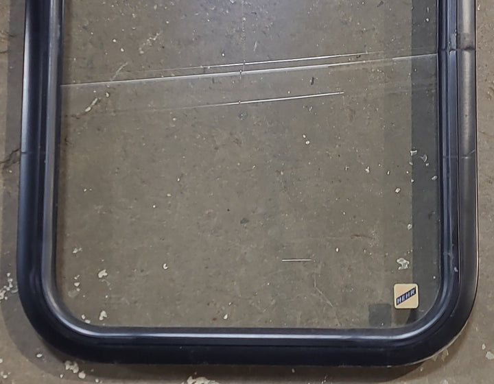 Used Black Radius Non Opening Window : 18 1/4" W x 26" H x 1 1/2" D - Young Farts RV Parts