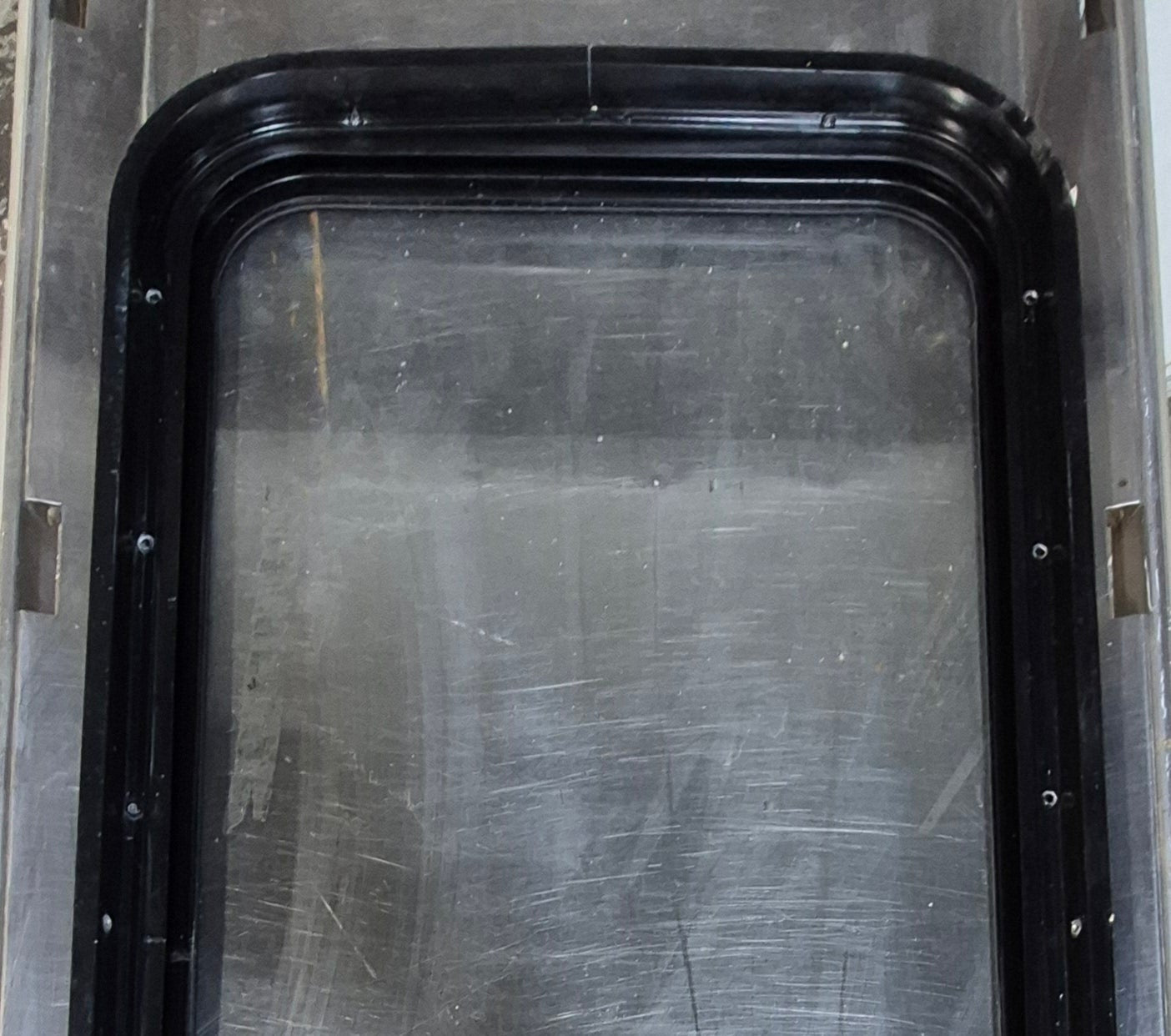 Used Black Radius Non Opening Window : 18 1/4