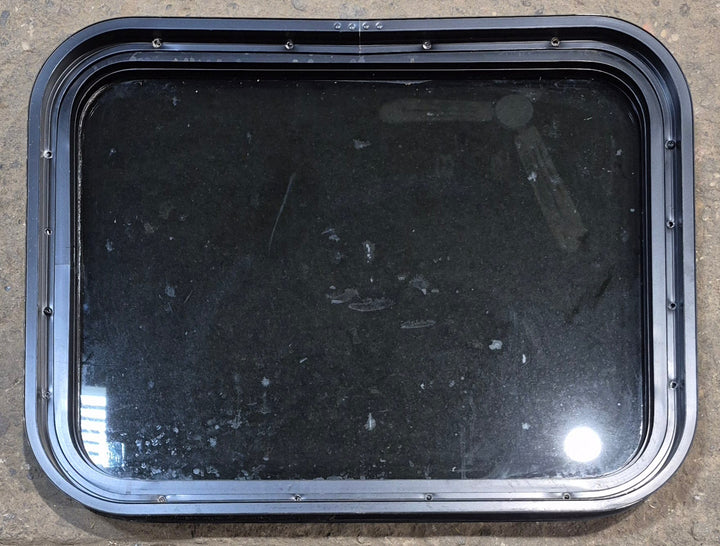 Used Black Radius Non Opening Window : 23 1/2" W x 17 1/4" H x 1 3/4" - Young Farts RV Parts