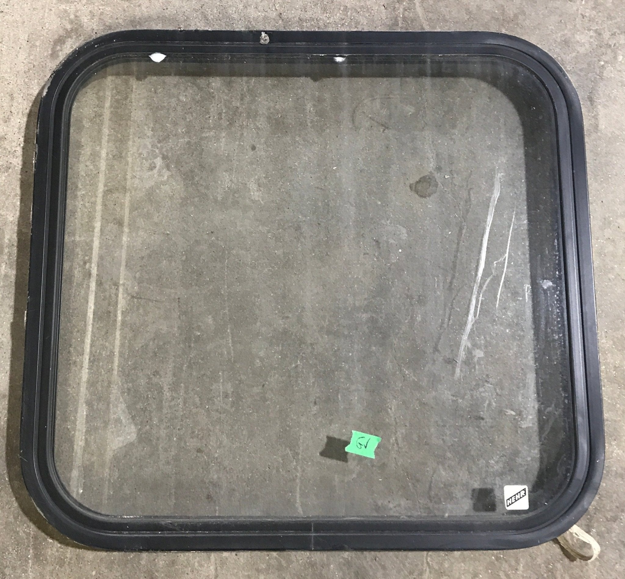 Used Black Radius Non Opening Window : 23 1/2" W x 22" H x 1 7/8" - Young Farts RV Parts