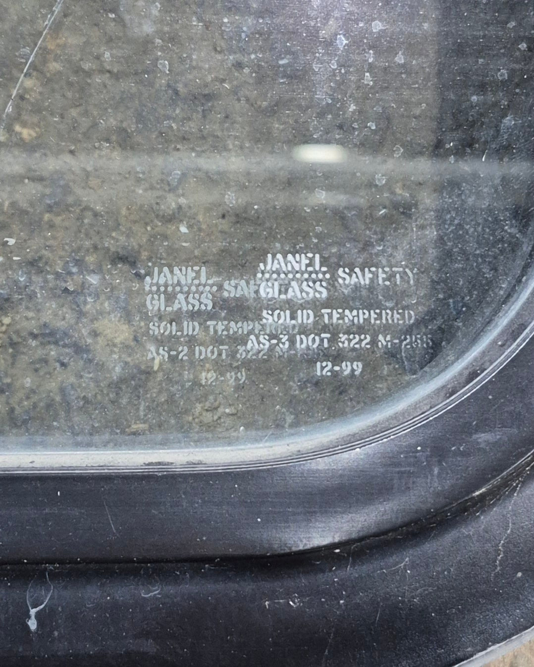 Used Black Radius Non Opening Window : 23 3/4" W x 26" H x 2" D - Young Farts RV Parts