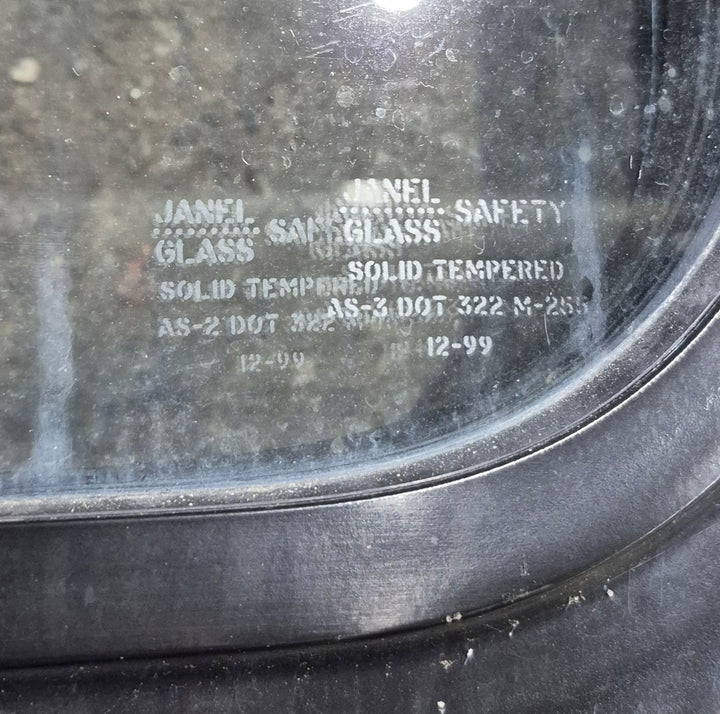 Used Black Radius Non Opening Window : 23 3/4" W x 26" H x 2" D - Young Farts RV Parts