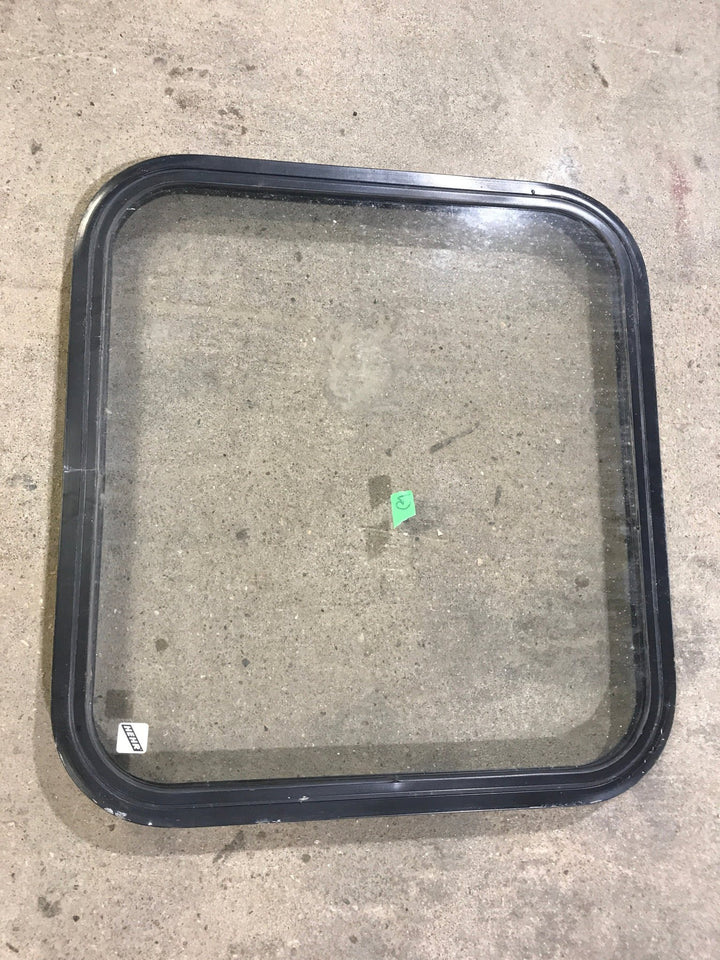 Used Black Radius Non - Opening Window : 23" W X 22" H X 2" D - Young Farts RV Parts