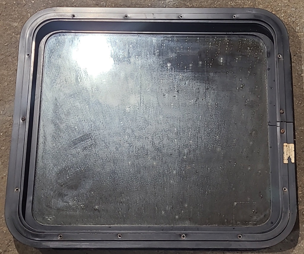 Used Black Radius Non Opening Window : 24" W x 21 1/2" H x 1 7/8" D - Young Farts RV Parts