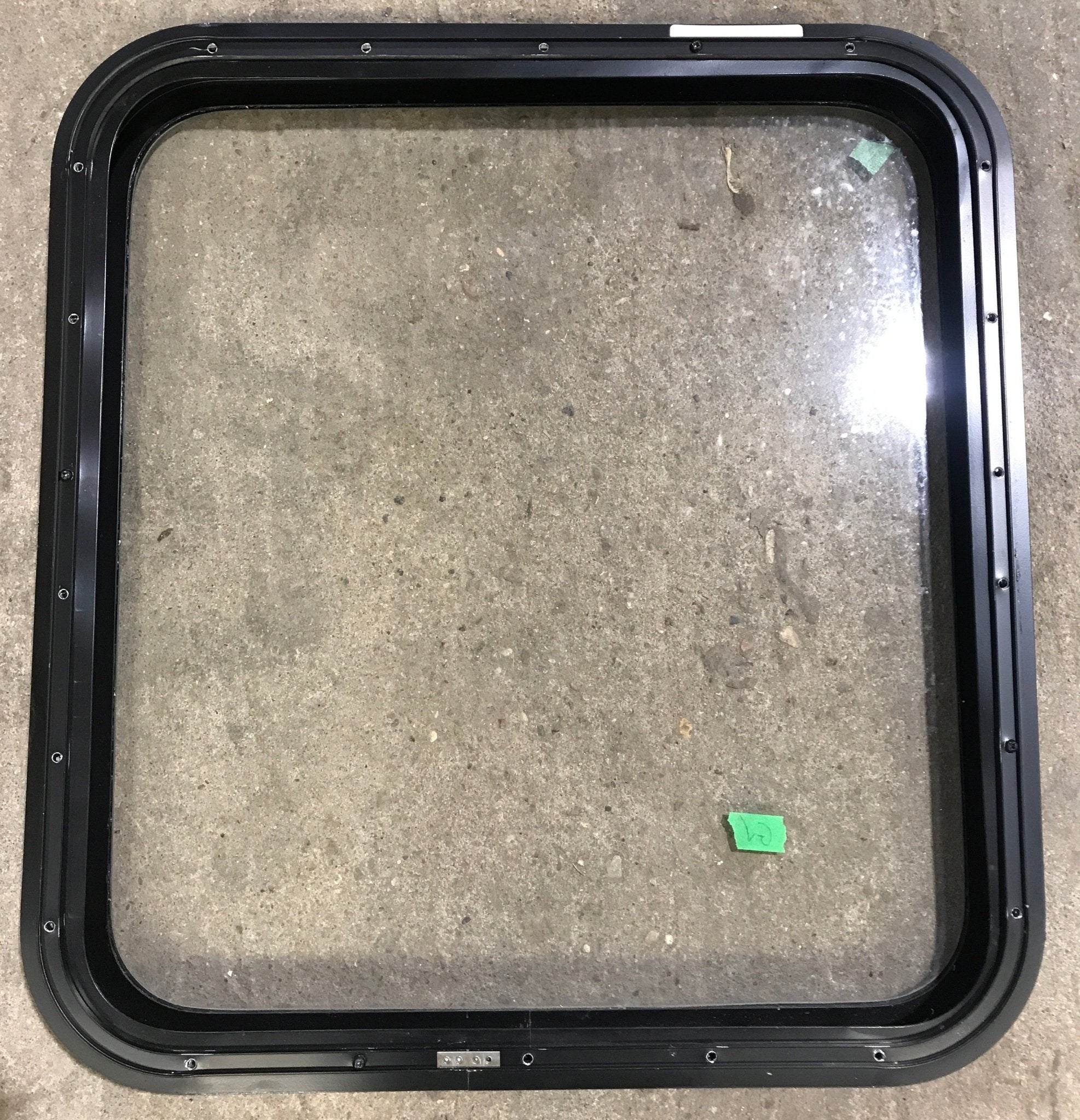 Used Black Radius Non Opening Window : 25 1/2" W x 23 1/2" H x 2" D - Young Farts RV Parts