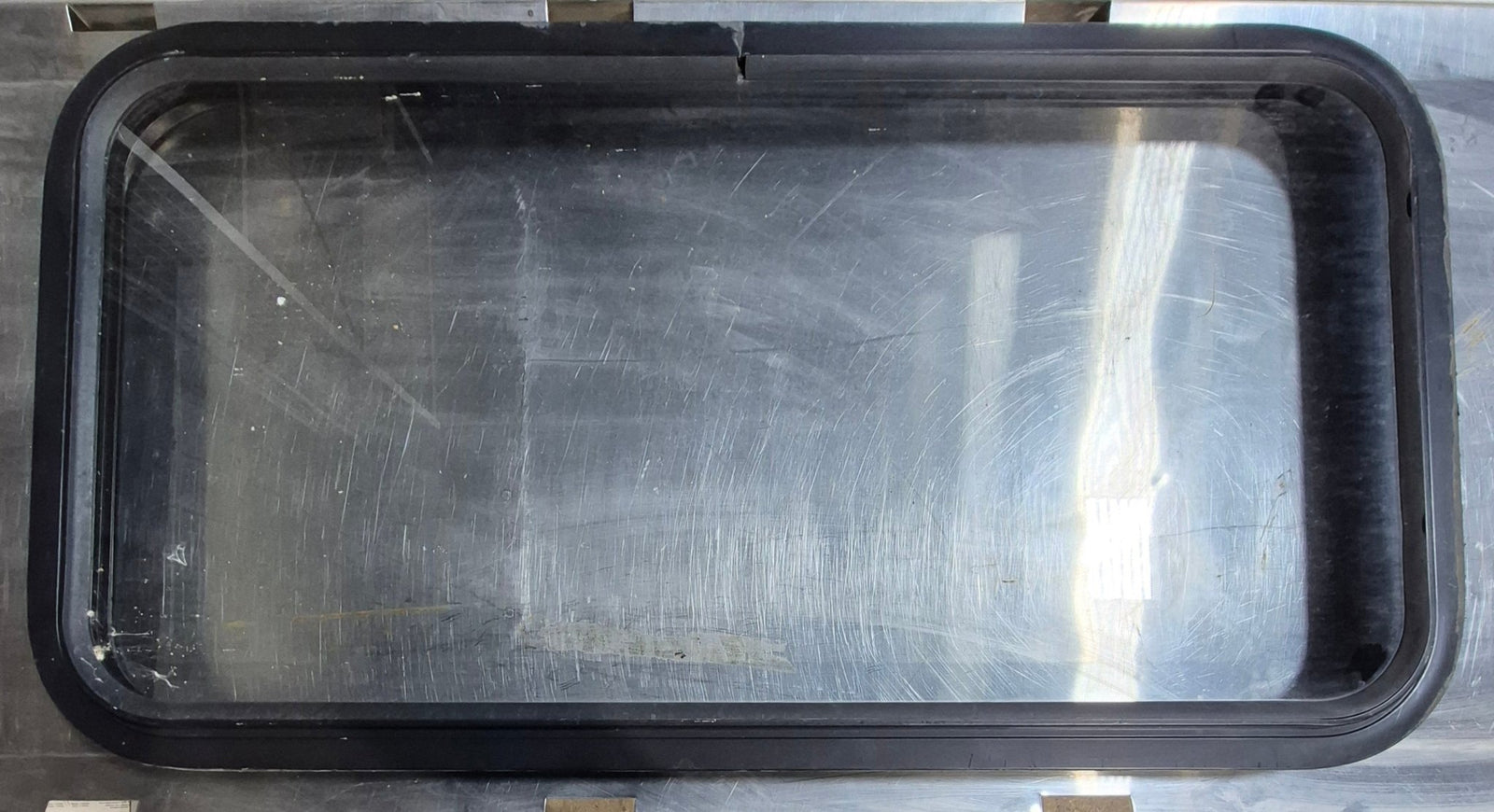 Used Black Radius Non Opening Window : 35 3/4