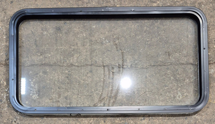 Used Black Radius Non Opening Window : 41 1/2" W x 21 1/2" H x 1 1/2" - Young Farts RV Parts