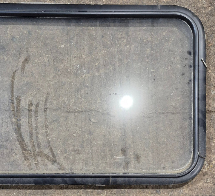 Used Black Radius Non Opening Window : 41 1/2" W x 21 1/2" H x 1 1/2" - Young Farts RV Parts