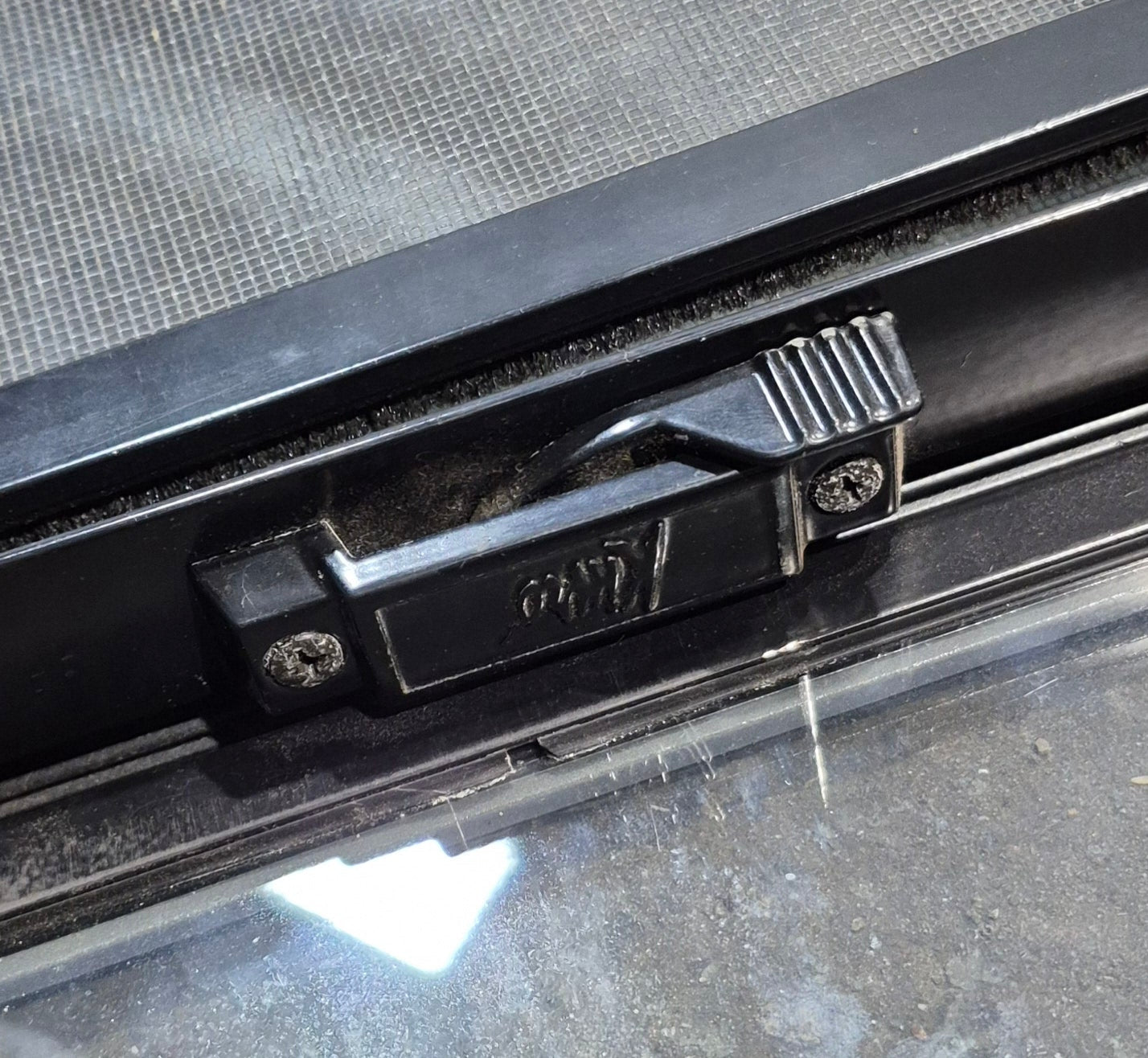 Used Black Radius Opening Window : 11 1/2" W x 21 1/4" H x 1 3/4" D - Young Farts RV Parts