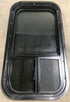 Used Black Radius Opening Window : 13 1/2" W x 25 1/2" H x 1 7/8" D - Young Farts RV Parts