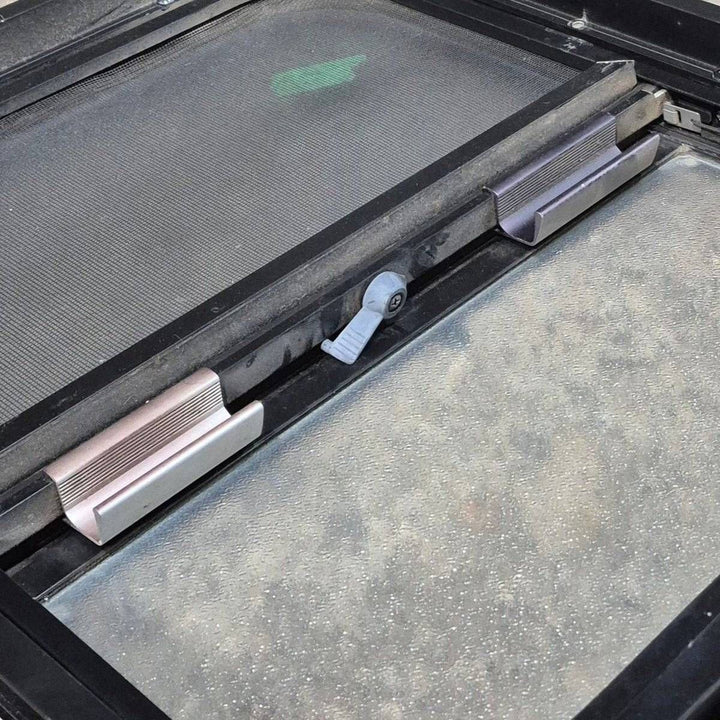 Used Black Radius Opening Window - 15.25 X 17.75 X 1.875 - Young Farts RV Parts