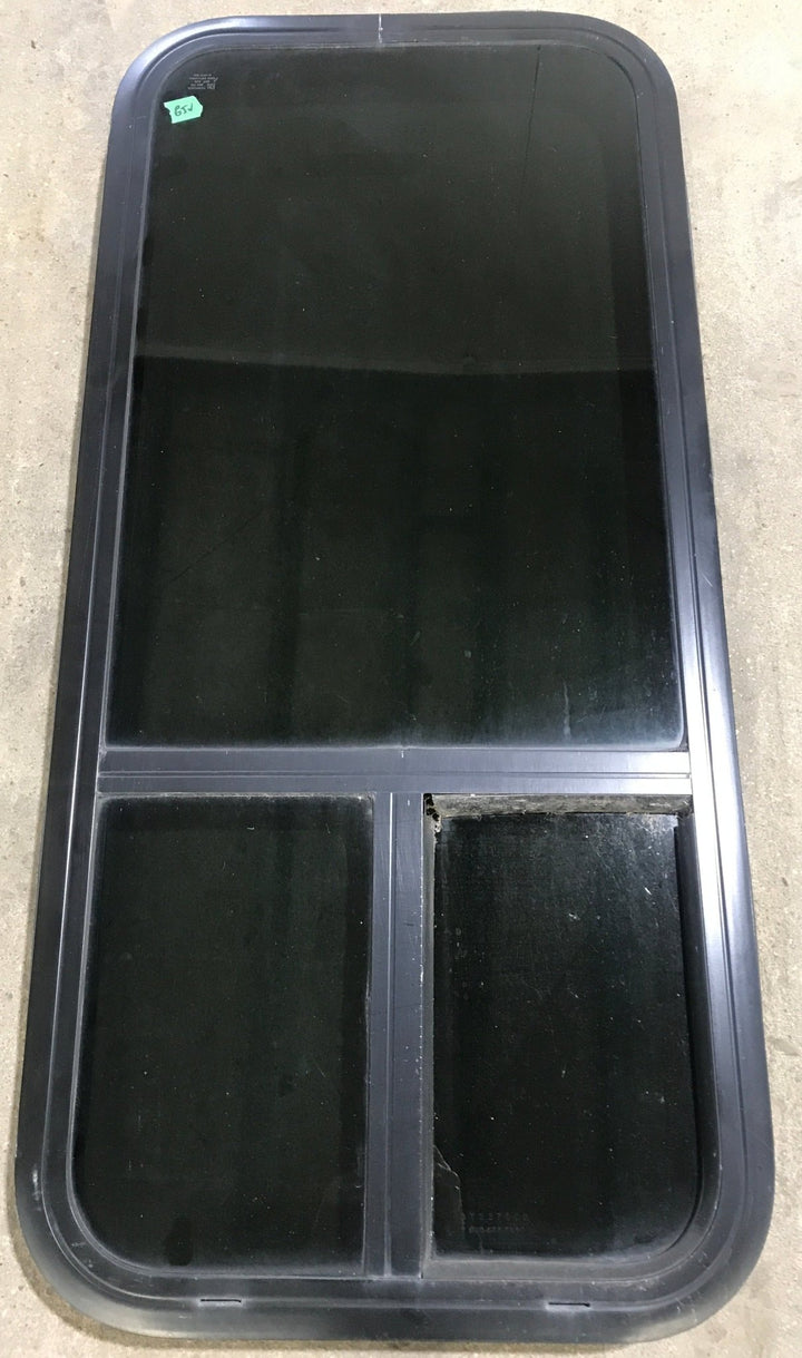 Used Black Radius Opening Window : 17 1/2" W x 39 1/2" H x 1 7/8" D - Young Farts RV Parts