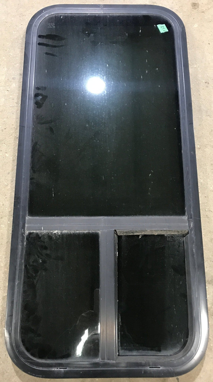 Used Black Radius Opening Window : 17 1/2" W x 39 1/2" H x 1 7/8" D - Young Farts RV Parts