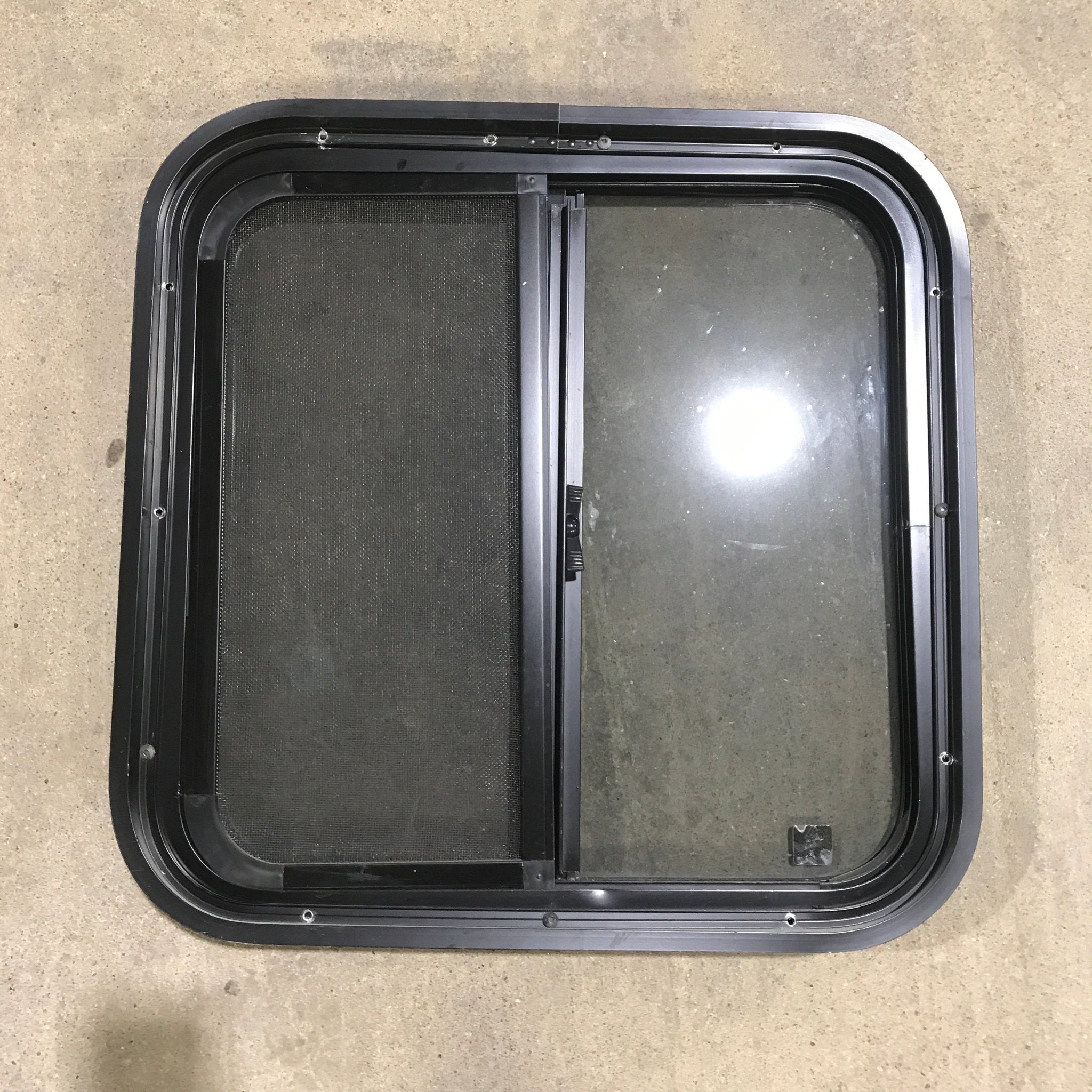 USED Black Radius Opening Window - 19.675 X 19.50 X 1.875 - Young Farts RV Parts