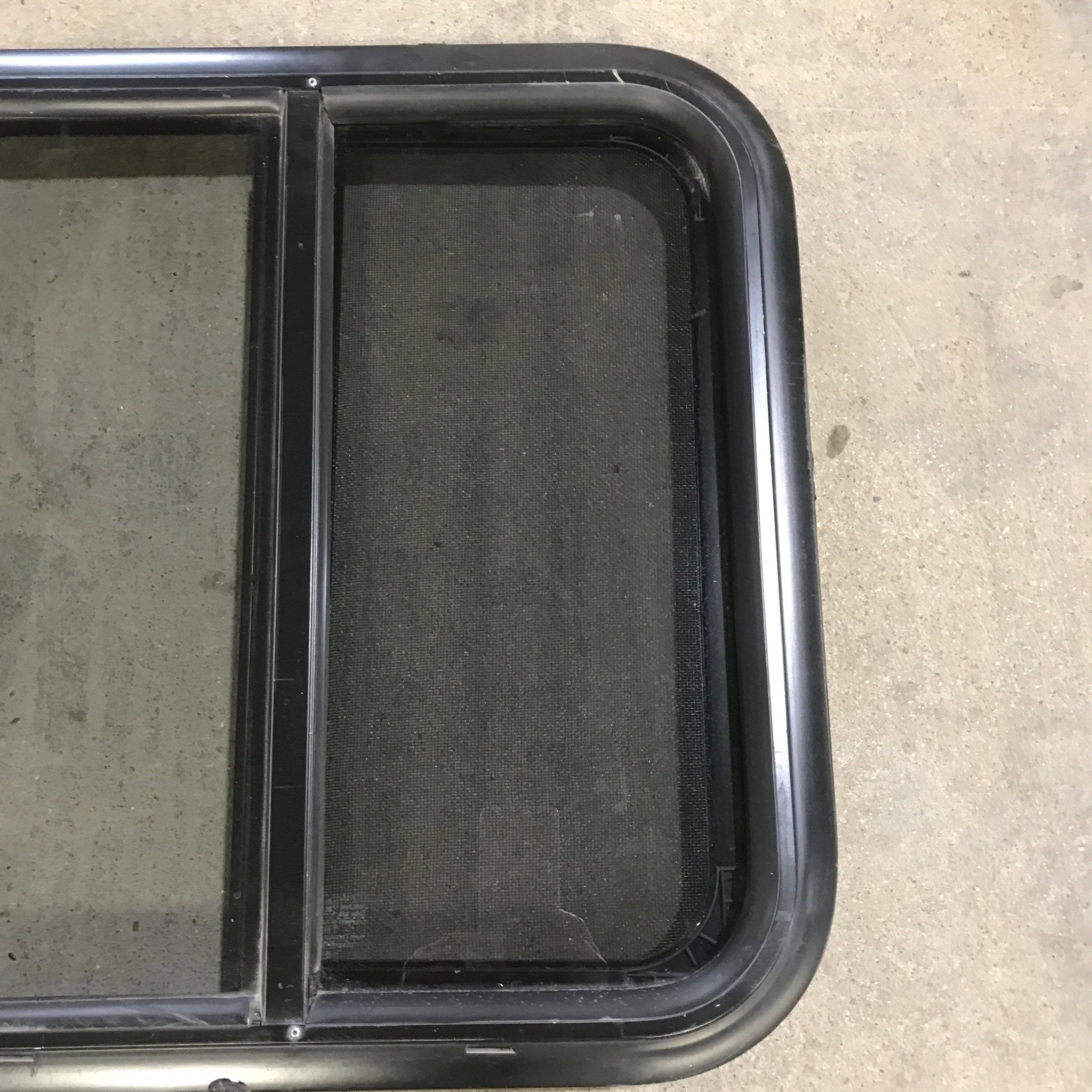 USED Black Radius Opening Window - 19.675 X 19.50 X 1.875 - Young Farts RV Parts