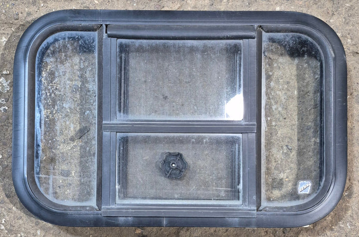 Used Black Radius Opening Window : 23 1/2" W x 14 3/4" H x 2" - Young Farts RV Parts