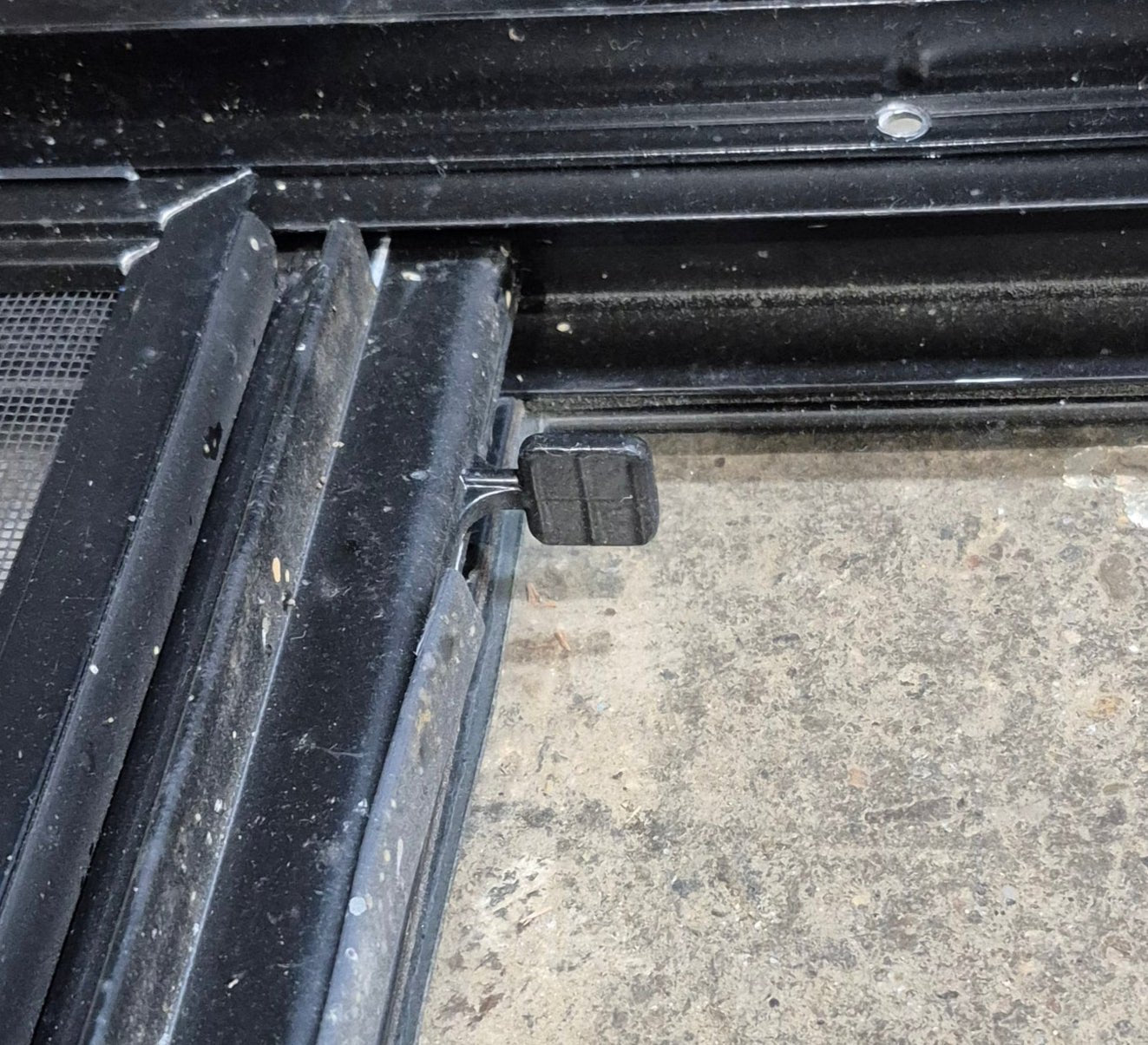 Used Black Radius Opening Window : 23 1/2" W x 21 1/2" H x 1 3/8" - Young Farts RV Parts