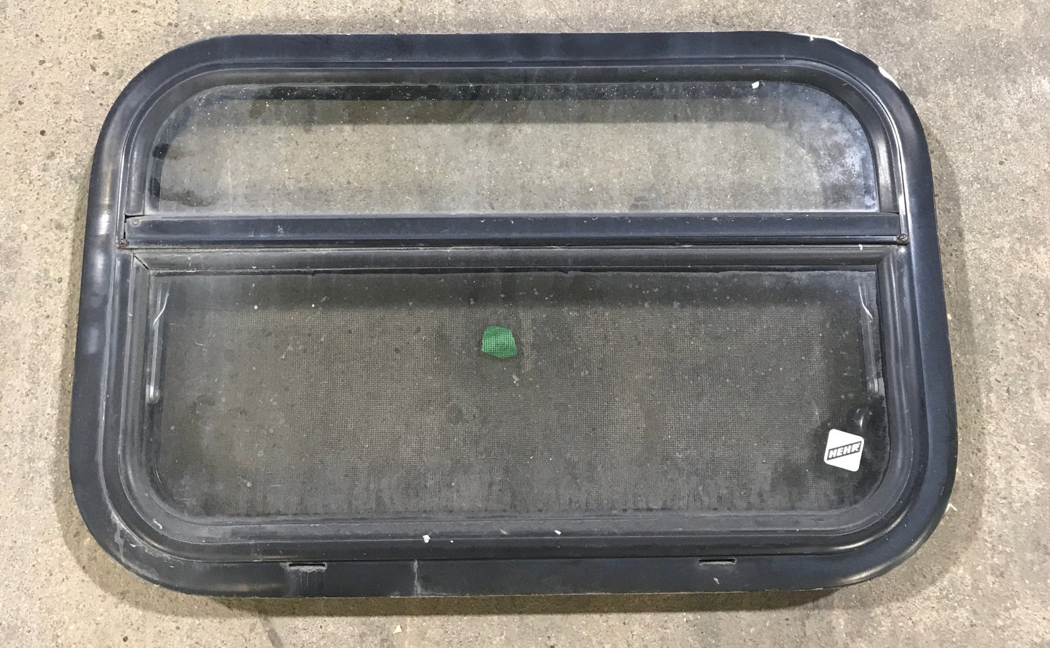 Used Black Radius Opening Window : 23 1/4" W X 14 1/2" H X 2" D - Young Farts RV Parts