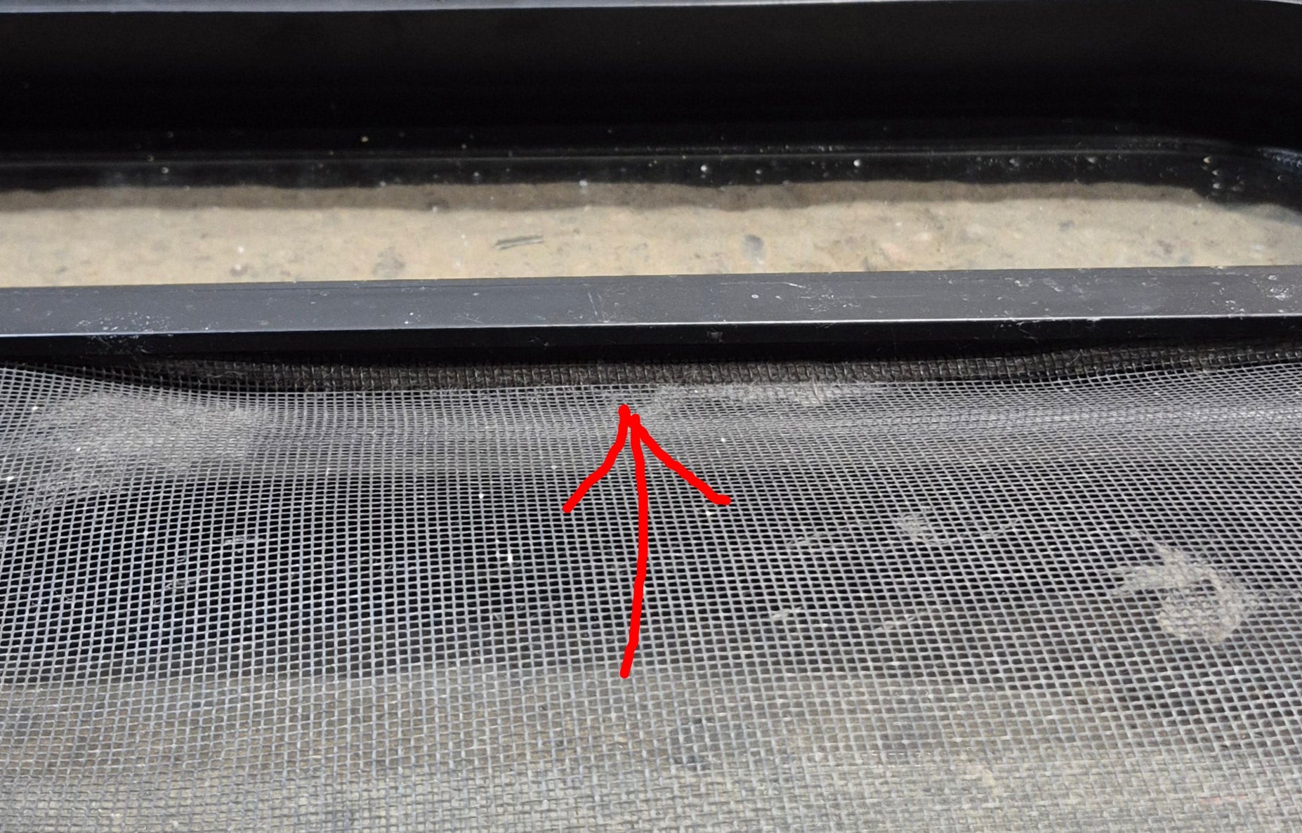 Used Black Radius Opening Window : 23 1/4" W x 14 1/4" H x 1 7/8" - Young Farts RV Parts