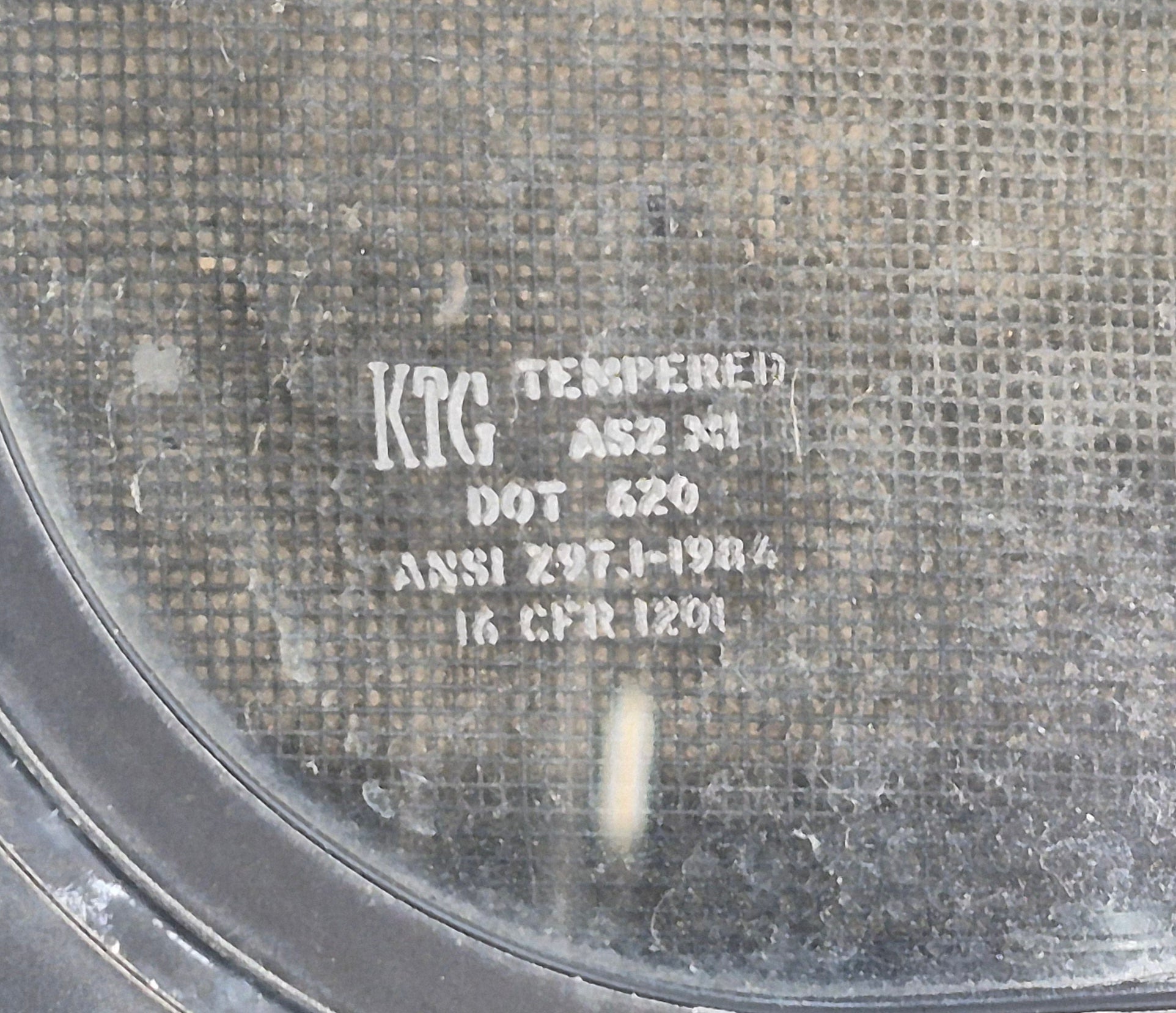 Used Black Radius Opening Window : 23 1/4" W x 14 1/4" H x 1 7/8" - Young Farts RV Parts