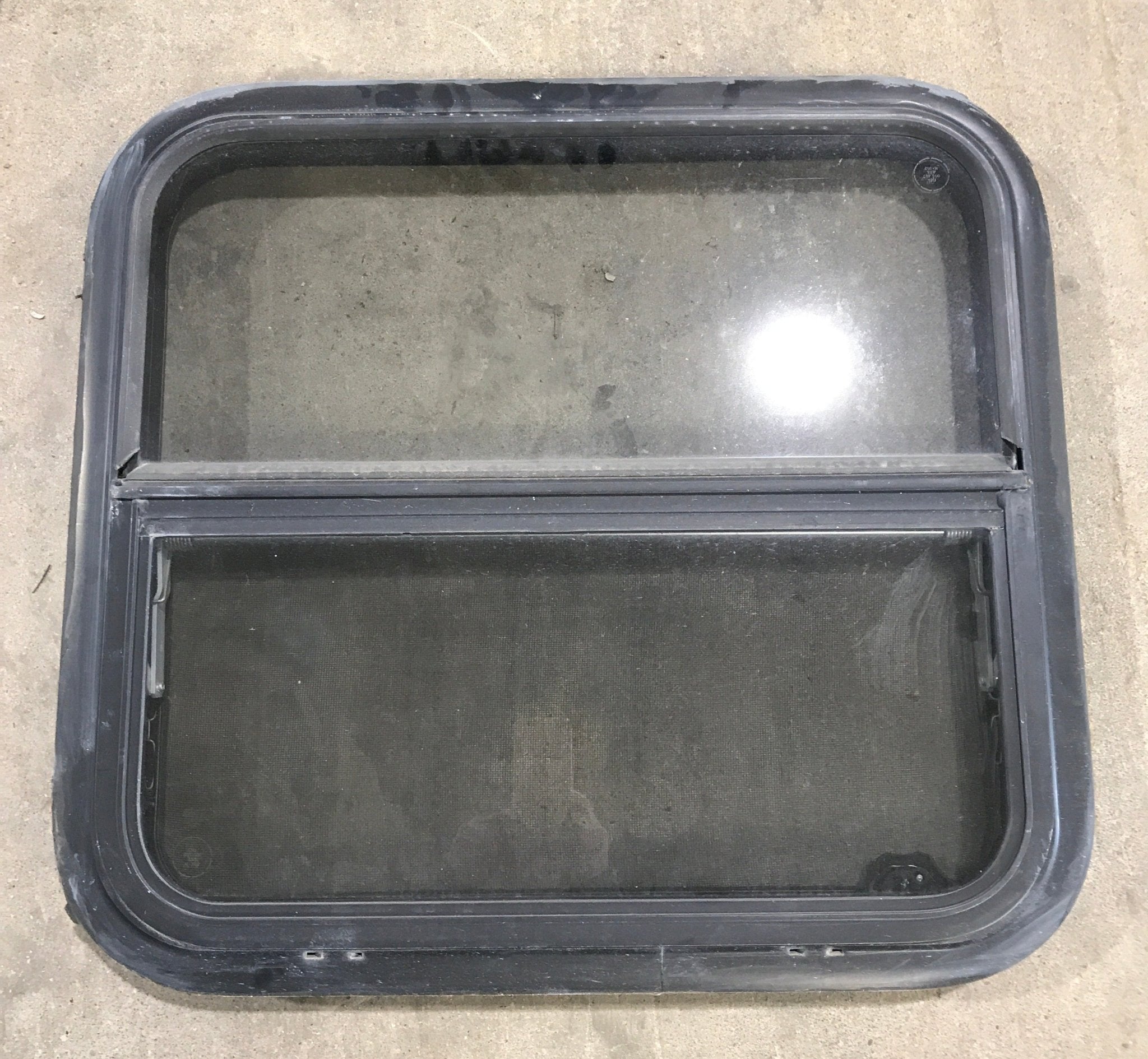 Used Black Radius Opening Window : 23 1/4" W x 21 1/4" H x 2" - Young Farts RV Parts