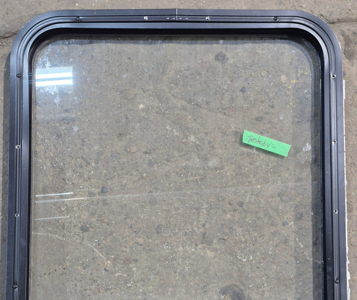 Used Black Radius Opening Window : 23 1/4" W x 34 1/2" H x 1 3/4" D - Young Farts RV Parts