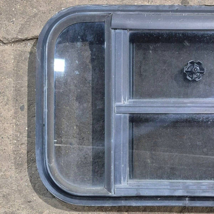 Used Black Radius Opening Window - 23 1/8" X 14 1/2" X 1 7/8" - Young Farts RV Parts