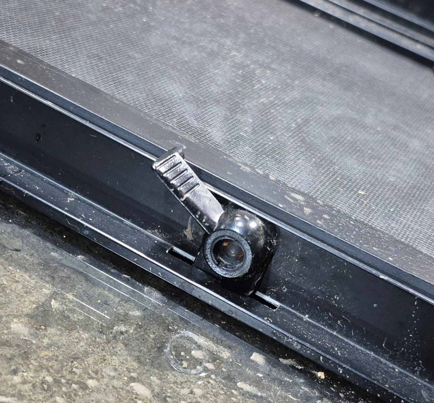 Used Black Radius Opening Window : 23 3/4" W x 17 3/4" H x 1 7/8" - Young Farts RV Parts