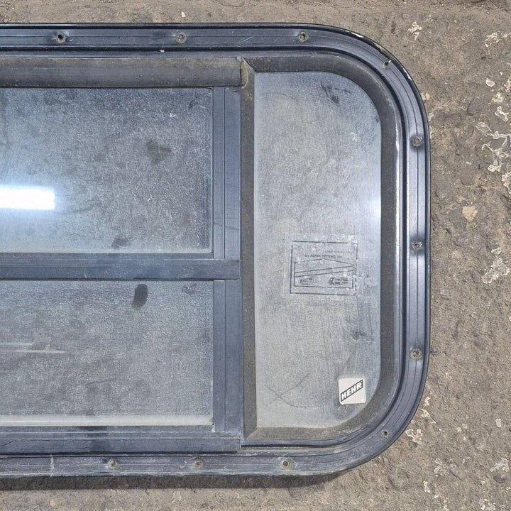 Used Black Radius Opening Window : 23 3/4" X 15" X 1 1/2 - Young Farts RV Parts