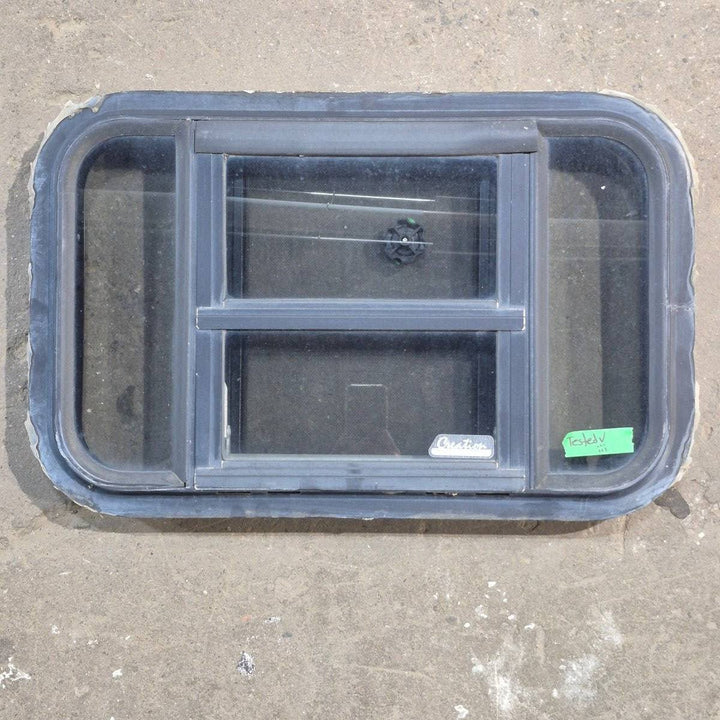 Used Black Radius Opening Window : 23" X 14.25" X 1.875" - Young Farts RV Parts