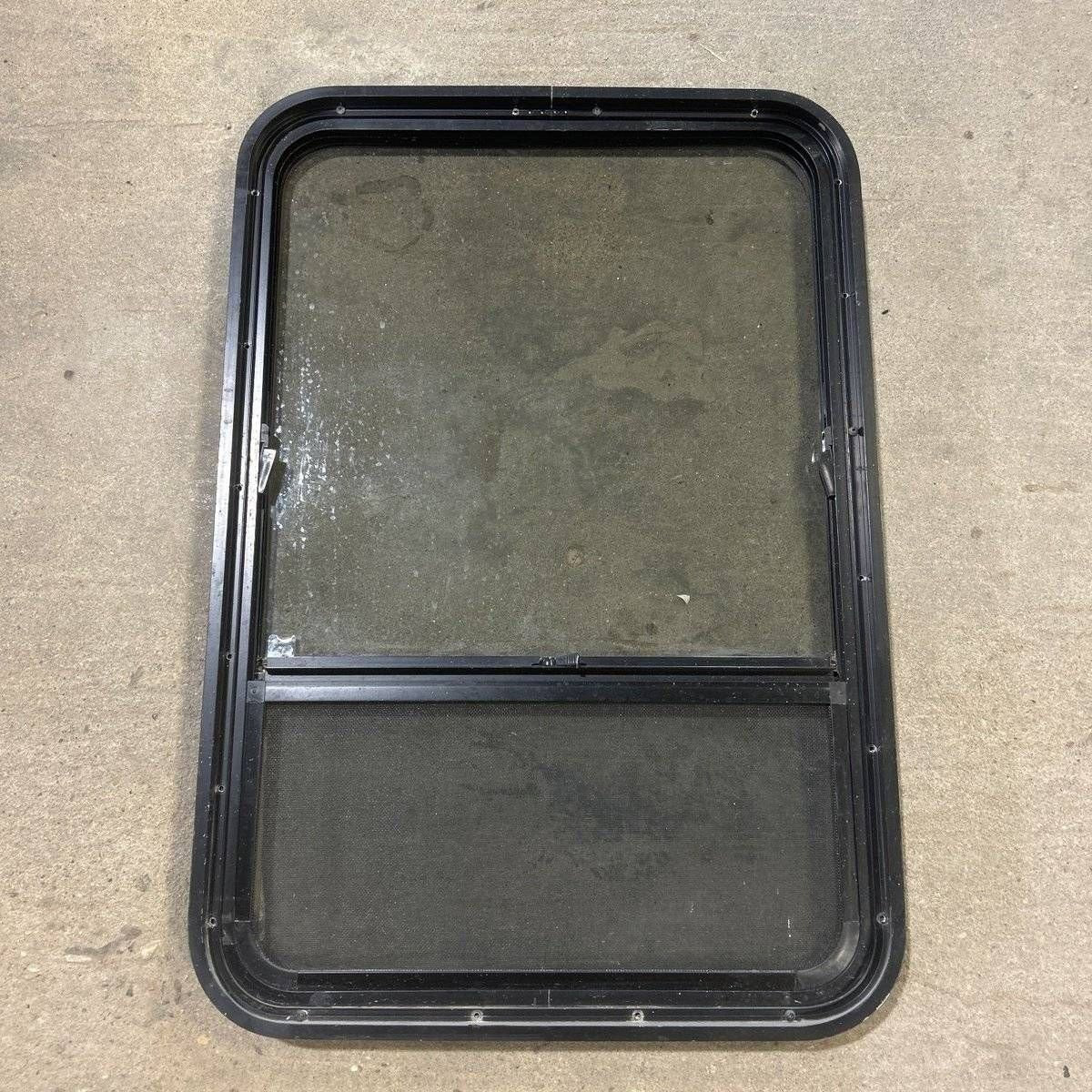 Used Black Radius Opening Window - 23.25 X 34.5 X 1.875 - Young Farts RV Parts