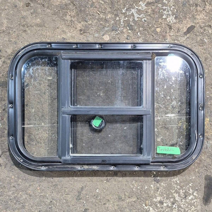Used Black Radius Opening Window - 23.625 X 14.875 X 1.625 - Young Farts RV Parts