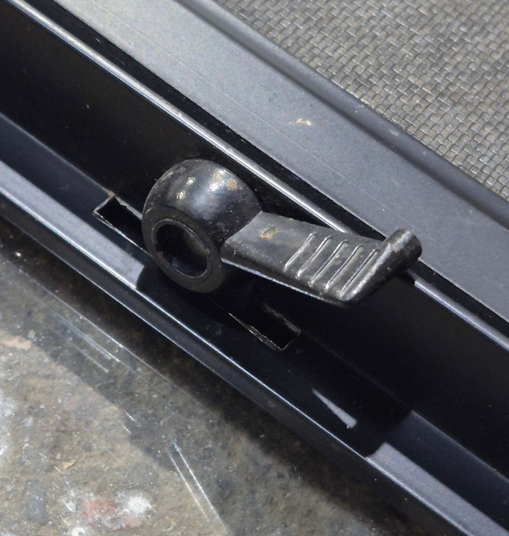 Used Black Radius Opening Window : 24 1/4" W x 17 3/4" H x 1 5/8" D - Young Farts RV Parts