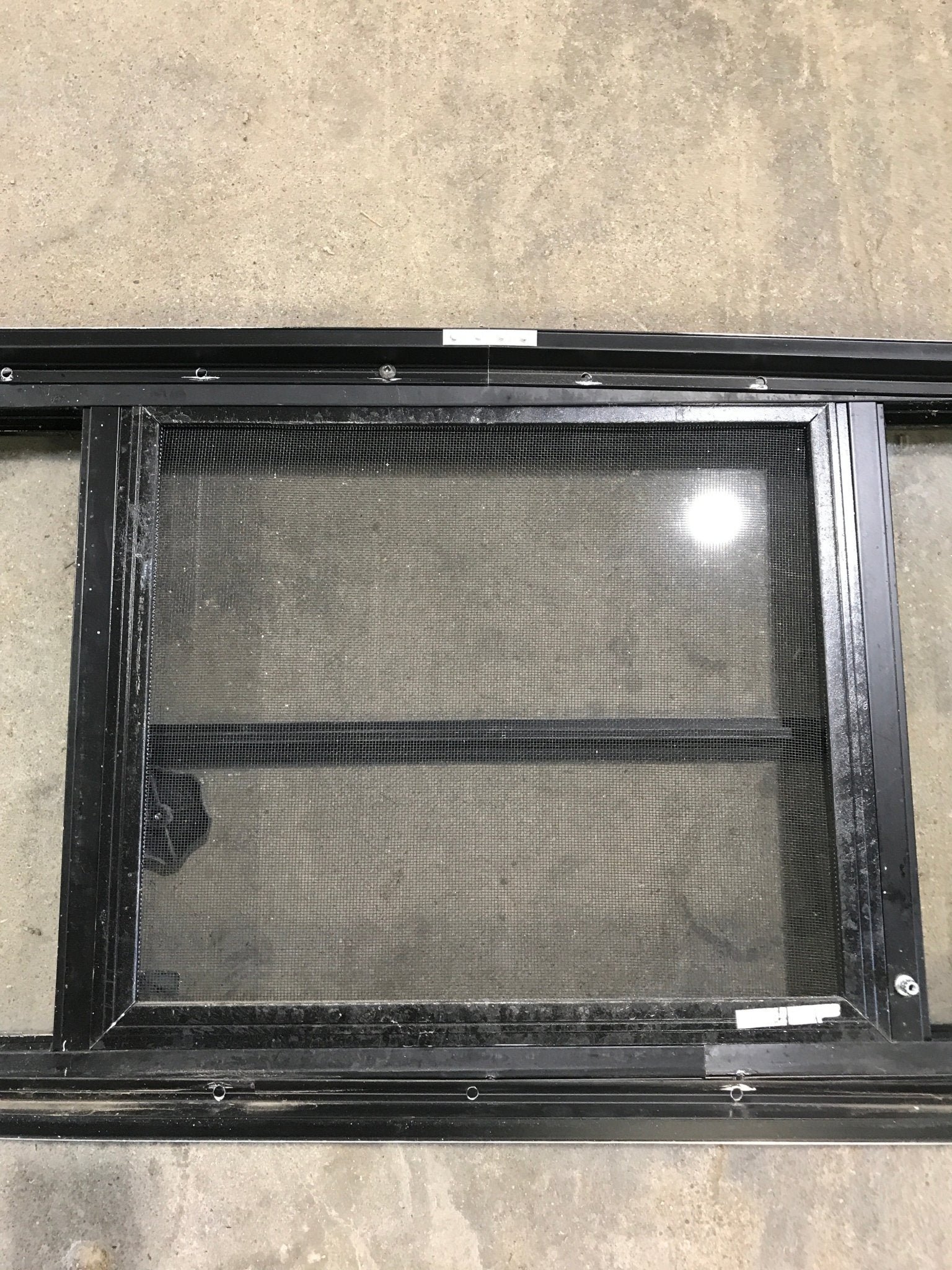Used Black Radius Opening Window : 29 1/2" W x 14 3/4" H x 2" - Young Farts RV Parts