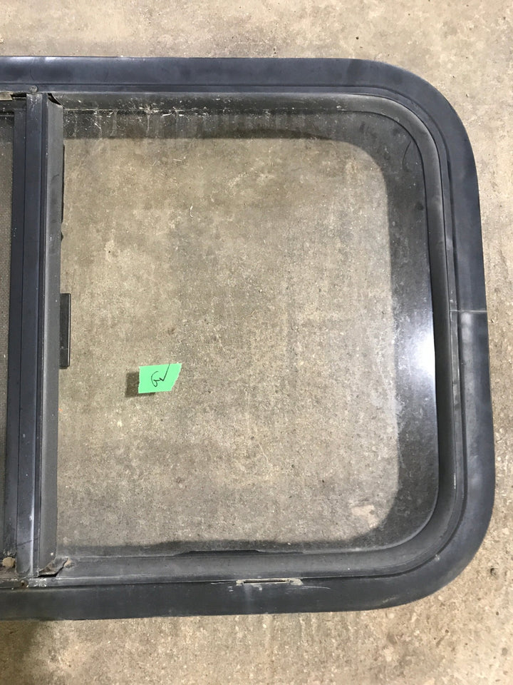 Used Black Radius Opening Window : 29 1/2" W x 17 1/2" H x 2" D - Young Farts RV Parts