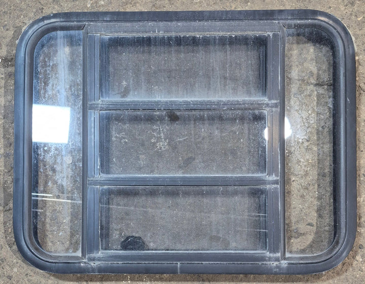 Used Black Radius Opening Window : 29 1/2" W x 22 1/2" H x 1 3/4" - Young Farts RV Parts