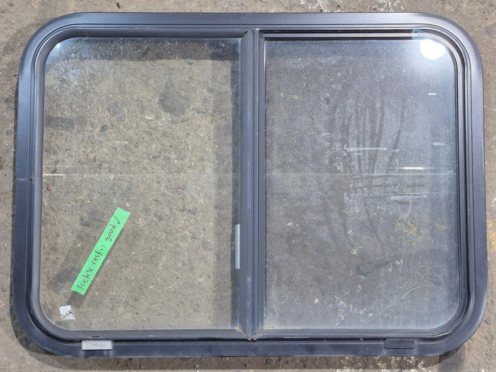 Used Black Radius Opening Window : 29 1/4" W x 21 1/4" H x 1 3/4" D - Young Farts RV Parts