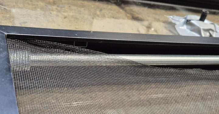 Used Black Radius Opening Window : 35 1/2" W x 17 1/4" H x 1 7/8" - Young Farts RV Parts