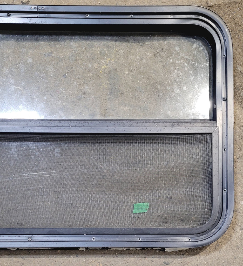 Used Black Radius Opening Window : 35 1/2" W x 21 1/4" H x 1 7/8" - Young Farts RV Parts