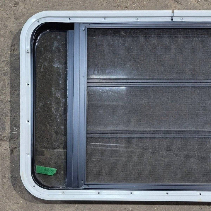 Used Black Radius Opening Window - 35 1/8" X 21 1/4" X 1 7/8" - Young Farts RV Parts