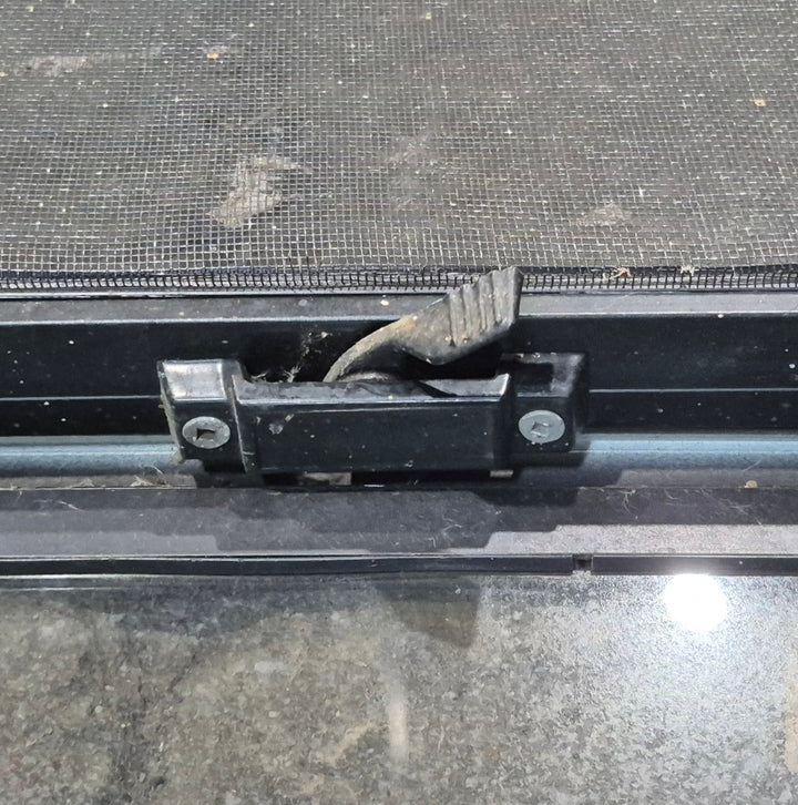 Used Black Radius Opening Window : 36 1/4" W x 21 3/4" H x 1 7/8" - Young Farts RV Parts