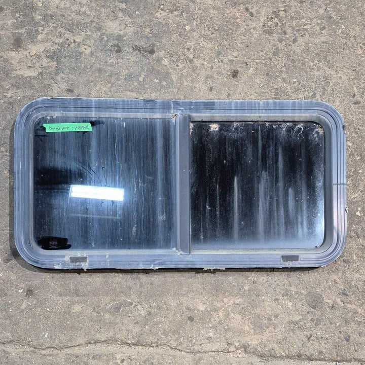 Used Black Radius Opening Window - 36 1/8" X 17 1/2" X 1 7/8" - Young Farts RV Parts