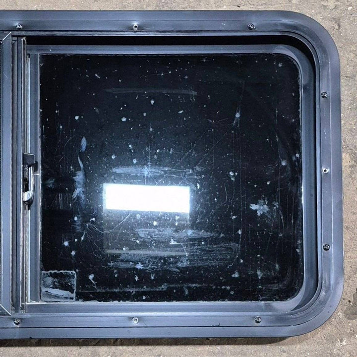 Used Black Radius Opening Window - 36 1/8" X 17 1/2" X 1 7/8" - Young Farts RV Parts