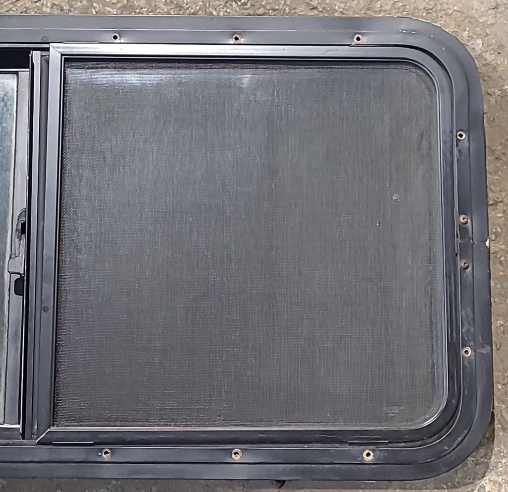 Used Black Radius Opening Window : 36" W x 17 1/2" H x 1 7/8" D - Young Farts RV Parts